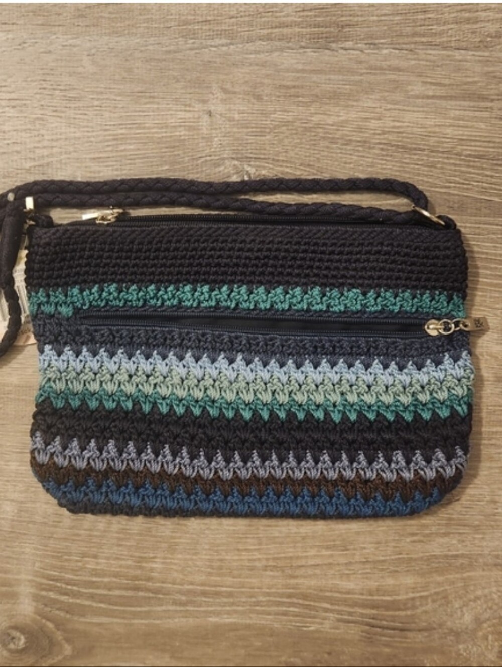 The Sak NWT Blue Stripe Crochet 3-in-1 Bag | Crossbody Shoulder Clutch